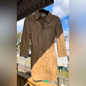 GANNI Lamb leather snap dress/jacket
